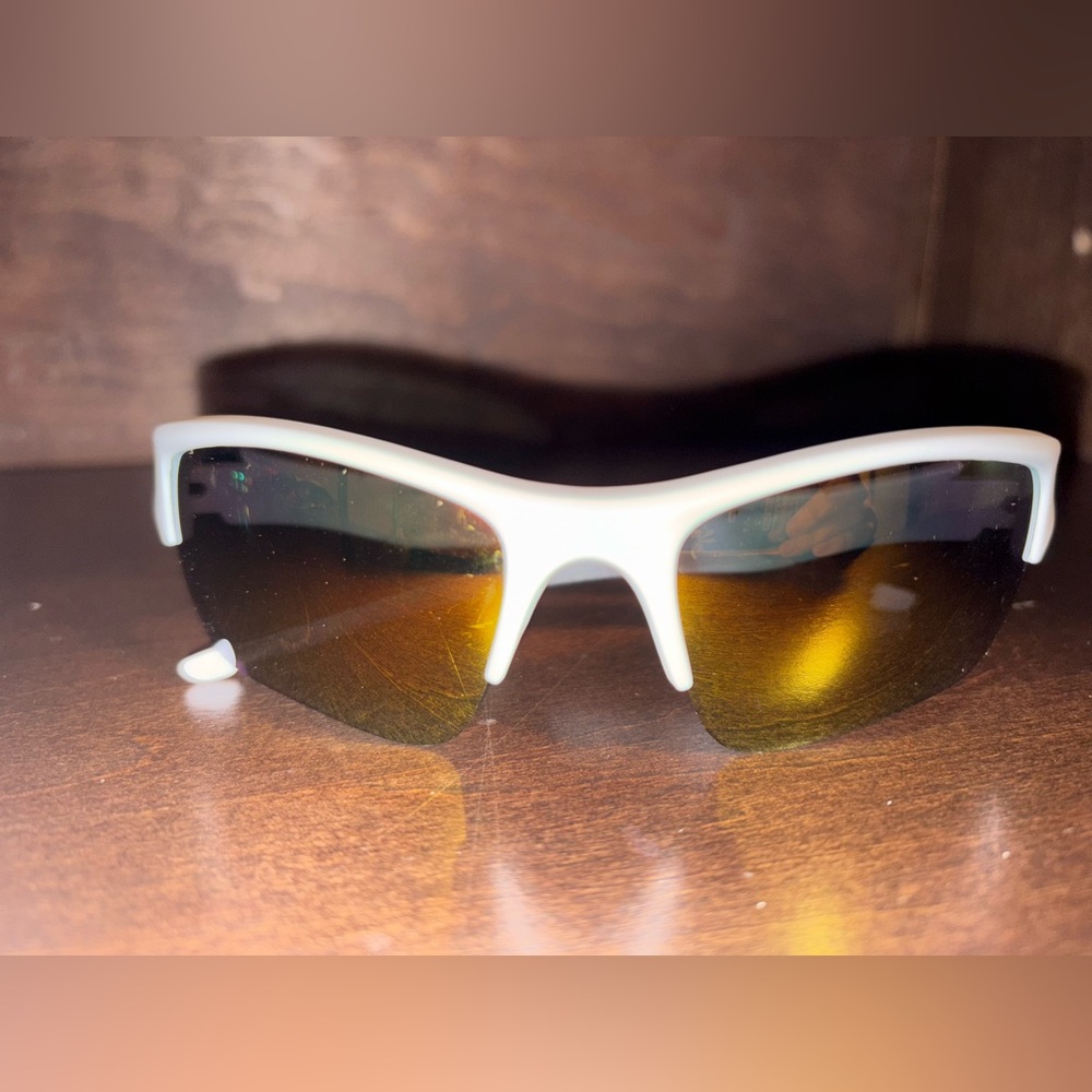 Oakley White Sunglasses with Gold Lenses